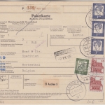 BRD - 3x1 M. Bed. Deutsche u.a. Paketkarte n. BELGIEN Verl - Herbesthal 1965