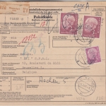 BRD - 2x3 M.+5 Pfg. Heuss Paketkarte n. BELGIEN Bissendorf - Brüssel 1961