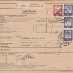 BRD - 3x1 M.+25 Pfg. Bed. Deutsche Paketkarte n BELGIEN Waldniel Herbesthal 1965