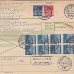 BRD - 10x100 Pfg. Brandenburger Tor u.a. Paketkarte i.d. SCHWEIZ Vinnhorst 1972