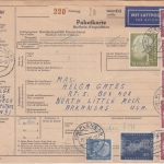 BRD - 3 M. Heuss ZEHNERBLOCK u.a. Luftpost-Paketkarte n. USA Planegg 1960