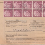 BRD - 3 M. Heuss ZEHNERBLOCK u.a. Luftpost-Paketkarte n. USA Planegg 1960