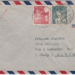 Japan - 100+15 Y. Freimarken Luftpostbrief n. ITALIEN Mojiko - Savona 1960