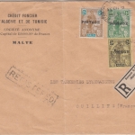 Malta - 3 P. Freimarken/Überdruck Einschreibebrief Banque CFAT n FRANKREICH 1933