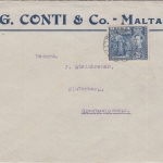 Malta - 2 1/2 P Freimarke Firmenbrief n. TSCHECHIEN Valletta - Winterberg 1938