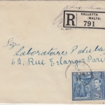 Malta - 2x2 1/2 + 1/2 P. Freimarken Einschreibebrief n. FRANKREICH Valletta 1939