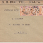 Malta - 3x1 P. Freimarke Melita Firmenbrief n. FRANKREICH Valletta - Paris 1924