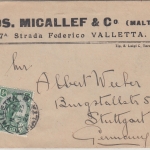 Malta - 1/2 P. Melita Firmendrucksache Valletta - Stuttgart 1924