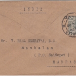 Malta - 2 P. Freimarke Georg V. Brief n. INDIEN Valletta - Madras 1920