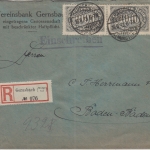 DR-Infla - 2x1.000 M. Queroval Einschreibebrief Gernsbach - Baden-Baden 18.8.23