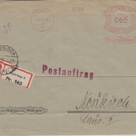 DR - 62 Pfg. AFS Aufhäuser R-Postauftrag München - Neukirch 1927