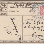 Niederl. Indien - 5 C. Ziffer Ansichtskarte Werbestempel Soerabaja - Lyon 1923