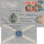 Niederl. Indien - 15 C. Wohlfahrt u.a. Luftpostbrief Soerabaja - Stuttgart 1935