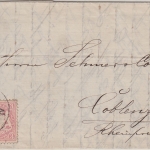 Bayern - 3 Kr. Wappen/gez. Brief K1 K.B.Bahnpost Nürnberg München IV 1874