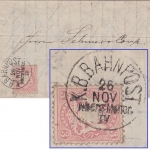 Bayern - 3 Kr. Wappen/gez. Brief K1 K.B.Bahnpost Nürnberg München IV 1874
