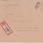 All.Bes. - Niederviehbach 14.5.46 Gebühr bezahlt Einschreibebrief n. Landshut