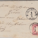 Bayern - Neustadt a/S 1/1 (1871) 3 Kr. Wappen "Neujahrsbrief" v. Eichenhausen