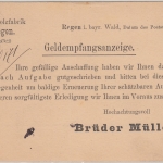 Bayern - Regen 1890 Drucksachenkarte "Geldempfangsanzeige" 3 Pfg. Wappen