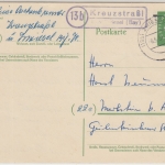 BRD - (13b) Kreuzstraßl ü. Zwiesel Landpost-Ra2 Ganzsache n. Merkstein 1961