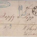Thurn&Taxis/Bayern - Cassel 25.4.1856 K2 Portobrief n. Wöhrd n. Nürnberg