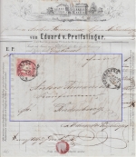 Bayern - 3 Kr. Wappen/geschn. Chargebrief OPA Regensburg 2. JUN 1869 Briefkopf !