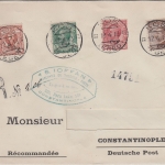 Italien/Ägäis - Kos 12.4.13 Einschreibebrief n. Constantinopel/Deutsche Post