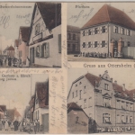 Bayern/Pfalz - Ottersheim Metzgerei, Gasthaus etc. farb. Mehrbild-AK 1914