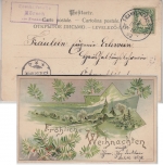 Bayern Mörsch T. Frankenthal Posthilfstelle-Ra3 Weihnachtskarte n Konstanz 1902