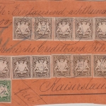 Bayern - 15x3+5 Pfg. Wappen Wertbrief-Vds. Freinsheim - Kaiserslautern 1911
