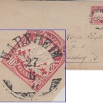 Bayern - Harxheim 27.6. K1 10 Pfg. Ganzsache Brief n. Strassburg 1881
