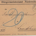 Bayern - Harxheim 24. MAI 01 K1 unfrank. Dienstbrief Nieternheim - Lambsheim