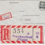 BRD - Frankenthal (Pfalz) Aushilfs-R-Zettel Einschreibebrief n. Bonn 1964