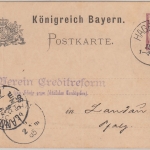 Bayern - Hagenbach 29 JUN K1 5 Pfg. Ganzsache m. Zudruck n. Landau 1885