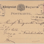 Bayern - Lustadt 17/8 K1 5 Pfg. Wappen Ganzsache n. Saarbrücken