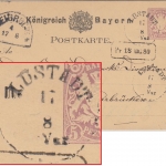 Bayern - Lustadt 17/8 K1 5 Pfg. Wappen Ganzsache n. Saarbrücken