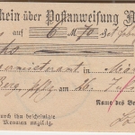 Bayern - Berg i.d.Pf. 26. JUL K1 Aufgabeschein f. Postanweisung n. Mörlheim 1882