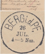 Bayern - Berg i.d.Pf. 26. JUL K1 Aufgabeschein f. Postanweisung n. Mörlheim 1882