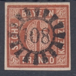 Bayern - gMR 108 Germersheim ideal zentrisch a. 6 Kr. Quadrat braun