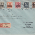 Bayern - Germania/Freistaat Frühverwendung Pfalz Einschreibebrief Speyer 19.5.19