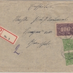DR-Infla - 100 M. Queroval u.a. Einschreibebrief Hagenbach - Speyer 30.3.23
