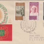 Span. Marokko - 1,80 Ptas. Kalif u.a. Schmuckkuvert + SST Tetuan Barcelona 1955