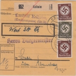 DR - 30+2x10 Pfg. Hkr. Dienstpaketkarte Kelheim - Abensberg 1941
