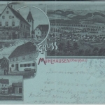 Bayern - Mühlhausen (Oberpfalz) Brauerei Bahnhof etc Mehrbildlitho gelaufen 1898