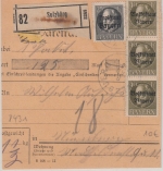 Bayern - 3x40 Pfg. Ludwig/Volksstaat u.a. Wertpaketkarte Sulzbürg Nürnberg 1920