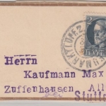 Bayern - 3 Pfg. Wappen Ganzsache+Zusatz Streifband Neumarkt - Zuffenhausen 1920
