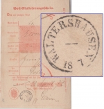 DR - Waltershausen apt. Th&T Fingerhut-K1 Einlieferungsschein 1872