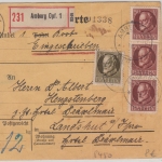 Bayern - 3x50+40 Pfg. Ludwig Einschreibepaketkarte Amberg - Landshut 1918