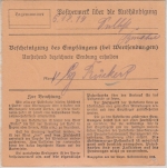 Bayern - 2x75 Pfg. Ludwig/Volksstaat u.a. Einschreibepaketkarte Amberg 1919
