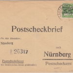 Bizone - 10 Pfg. Arbeiter/Band Postscheckbrief Lauterhofen - Nürnberg 1948