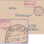 All.Bes. - Amberg 17.11.45 Gebühr bezahlt Ra1 12 Rpf Ge Postmeister Gebert Brief